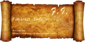 Fabinyi Iván névjegykártya